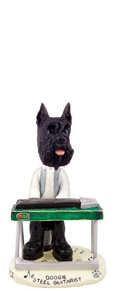 Black Schnauzer Steel Guitarist Doogie Collectible Dog Figurine