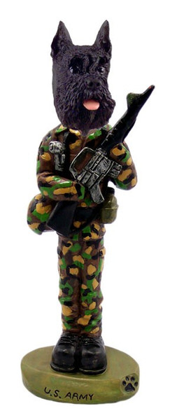 Black Schnauzer U S Army Doogie Collectible Dog Figurine