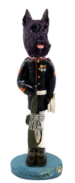 Black Schnauzer U S Marines Doogie Collectible Dog Figurine