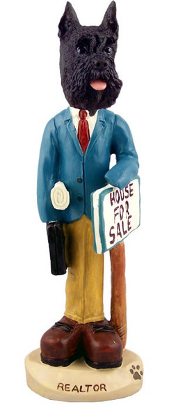 Black Schnauzer Male Realtor Doogie Collectible Dog Figurine