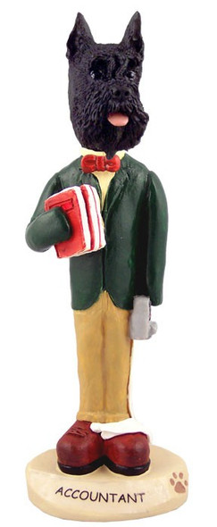 Black Schnauzer Accountant Doogie Collectible Dog Figurine
