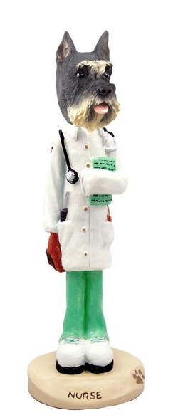 Gray Schnauzer Nurse Doogie Collectible Dog Figurine