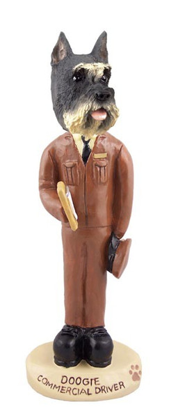 Gray Schnauzer Commercial Driver Doogie Collectible Dog Figurine