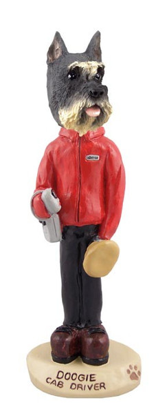 Gray Schnauzer Cab Driver Doogie Collectible Dog Figurine