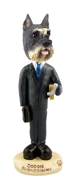 Gray Schnauzer Businessman Doogie Collectible Dog Figurine