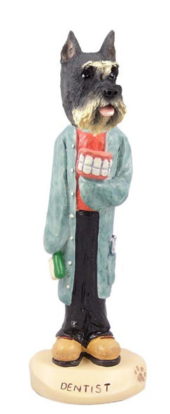 Gray Schnauzer Dentist Doogie Collectible Dog Figurine
