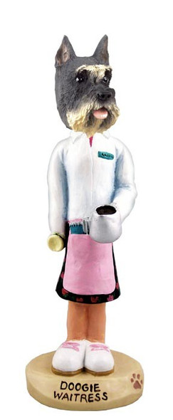 Gray Schnauzer Waitress Doogie Collectible Dog Figurine