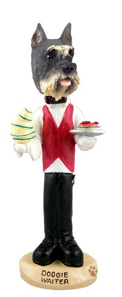 Gray Schnauzer Waiter Doogie Collectible Dog Figurine