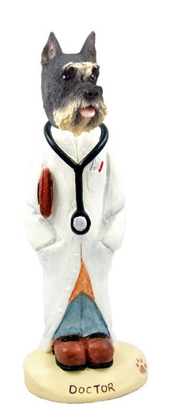 Gray Schnauzer Doctor Doogie Collectible Dog Figurine