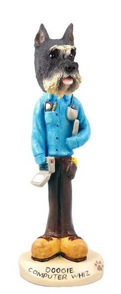 Gray Schnauzer Computer Whiz Doogie Collectible Dog Figurine