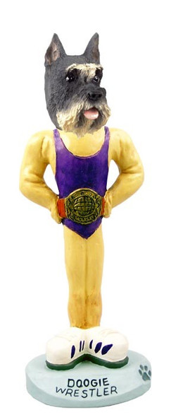 Gray Schnauzer Wrestler Doogie Collectible Dog Figurine