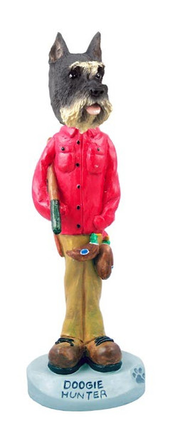 Gray Schnauzer Hunter Doogie Collectible Dog Figurine