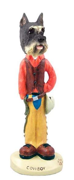 Gray Schnauzer Cowboy Doogie Collectible Dog Figurine