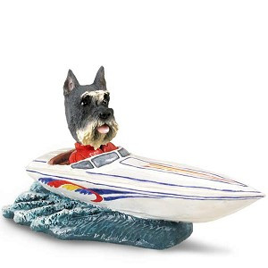 Gray Schnauzer Motorboat Doogie Collectible Dog Figurine
