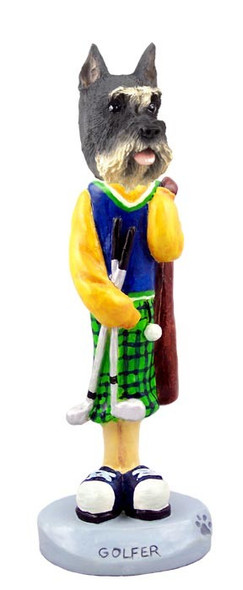 Gray Schnauzer Golf Doogie Collectible Dog Figurine