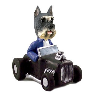 Gray Schnauzer Hot Rod Doogie Collectible Dog Figurine