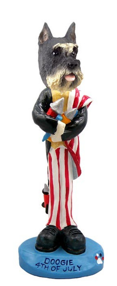 Gray Schnauzer 4th Of July Doogie Collectible Dog Figurine