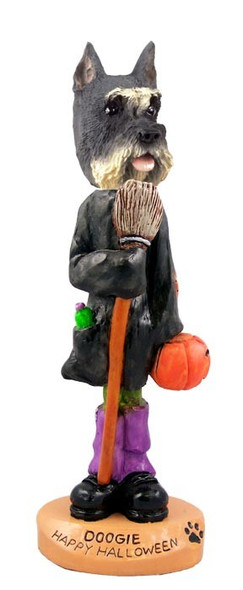 Gray Schnauzer Happy Halloween Doogie Collectible Dog Figurine