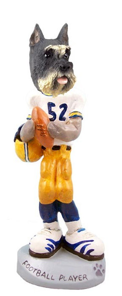 Gray Schnauzer Football Player Doogie Collectible Dog Figurine