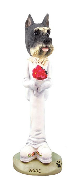 Gray Schnauzer Bride Doogie Collectible Dog Figurine