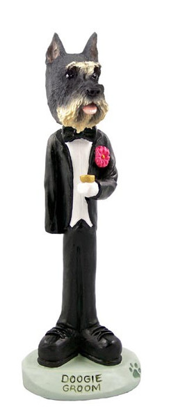 Gray Schnauzer Groom Doogie Collectible Dog Figurine