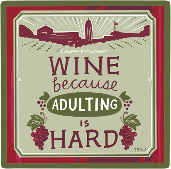 Ceramic Drink Coasters Set of 4 - Wine Lover Wine Because Adulting Is Hard 4x4 from Primitives by Kathy