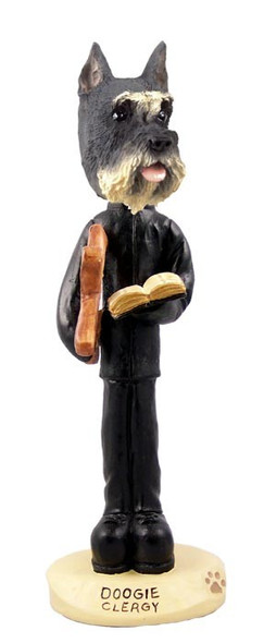 Gray Schnauzer Clergy Doogie Collectible Dog Figurine