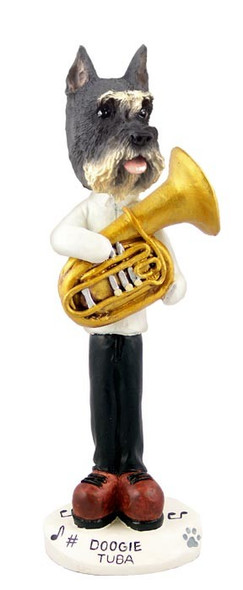 Gray Schnauzer Tuba Doogie Collectible Dog Figurine