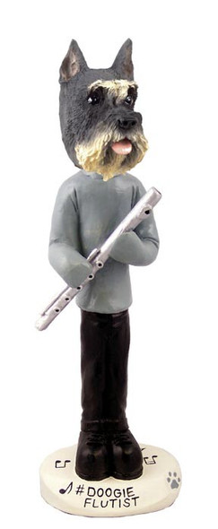 Gray Schnauzer Flutist Doogie Collectible Dog Figurine