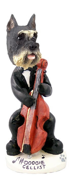 Gray Schnauzer Cellist Doogie Collectible Dog Figurine