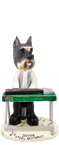 Gray Schnauzer Steel Guitarist Doogie Collectible Dog Figurine