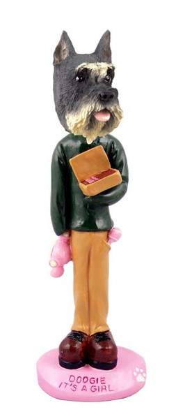 Gray Schnauzer It's a Girl Doogie Collectible Dog Figurine