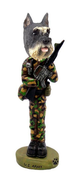 Gray Schnauzer U S Army Doogie Collectible Dog Figurine