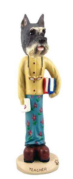 Gray Schnauzer Female Teacher Doogie Collectible Dog Figurine