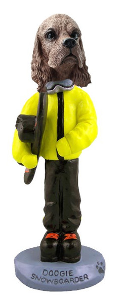 Brown Cocker Spaniel Snowboarder Doogie Collectible Dog Figurine