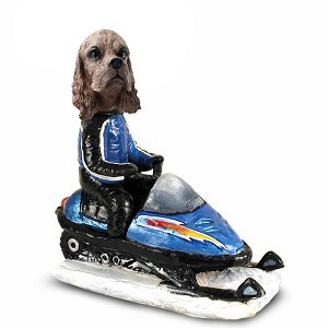 Brown Cocker Spaniel Snowmobile Doogie Collectible Dog Figurine