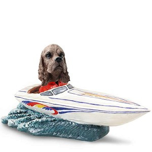 Brown Cocker Spaniel Motorboat Doogie Collectible Dog Figurine