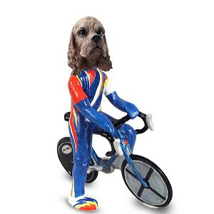 Brown Cocker Spaniel Bicycle Doogie Collectible Dog Figurine