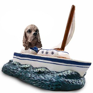 Brown Cocker Spaniel Sailboat Doogie Collectible Dog Figurine