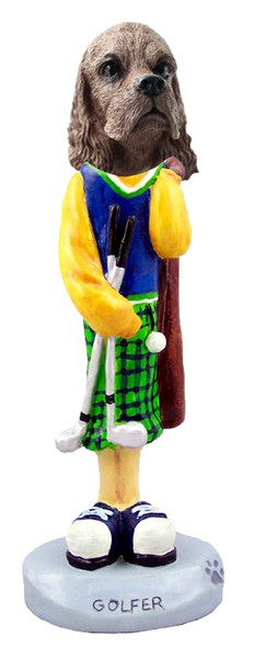 Brown Cocker Spaniel Golf Doogie Collectible Dog Figurine
