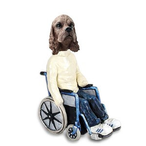 Brown Cocker Spaniel Wheelchair Doogie Collectible Dog Figurine
