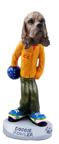 Brown Cocker Spaniel Bowler Doogie Collectible Dog Figurine