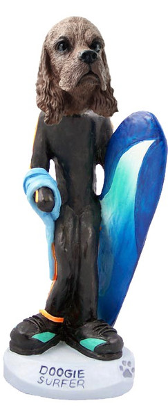 Brown Cocker Spaniel Surfer Doogie Collectible Dog Figurine