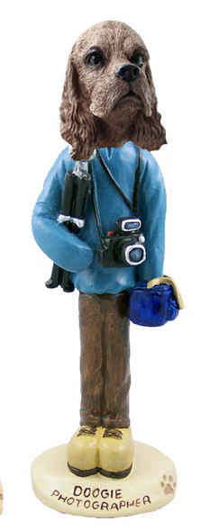 Brown Cocker Spaniel Photographer Doogie Collectible Dog Figurine