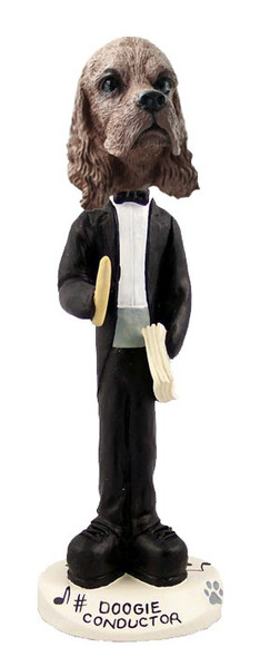 Brown Cocker Spaniel Conductor Doogie Collectible Dog Figurine