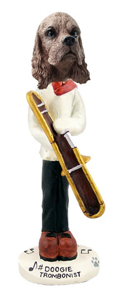 Brown Cocker Spaniel Trombonist Doogie Collectible Dog Figurine