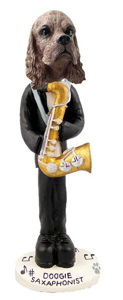 Brown Cocker Spaniel Saxophonist Doogie Collectible Dog Figurine