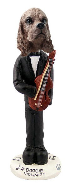 Brown Cocker Spaniel Violinist Doogie Collectible Dog Figurine