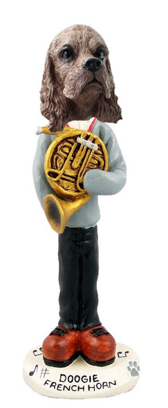 Brown Cocker Spaniel French Horn Doogie Collectible Dog Figurine