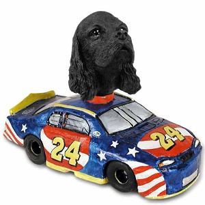 Black Cocker Spaniel Race Car Doogie Collectible Dog Figurine